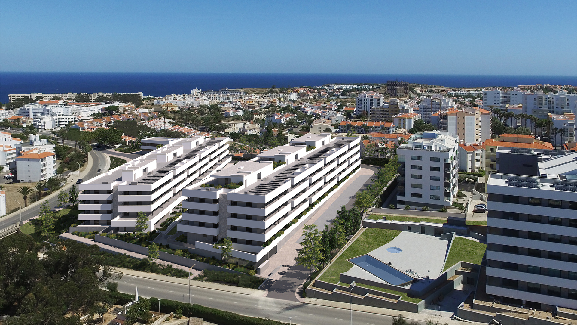 Luxury 2 Bedroom Apartments with Communal Pool, Spa and Sea Views, Lagos, West Algarve  | LG1853 Fantastic luxury apartments under construction, with sea views, only a few minutes walk away from the historic town centre of Lagos, with its marina, beautiful beaches, and golf courses. Owners will have access to a communal pool and spa area. 