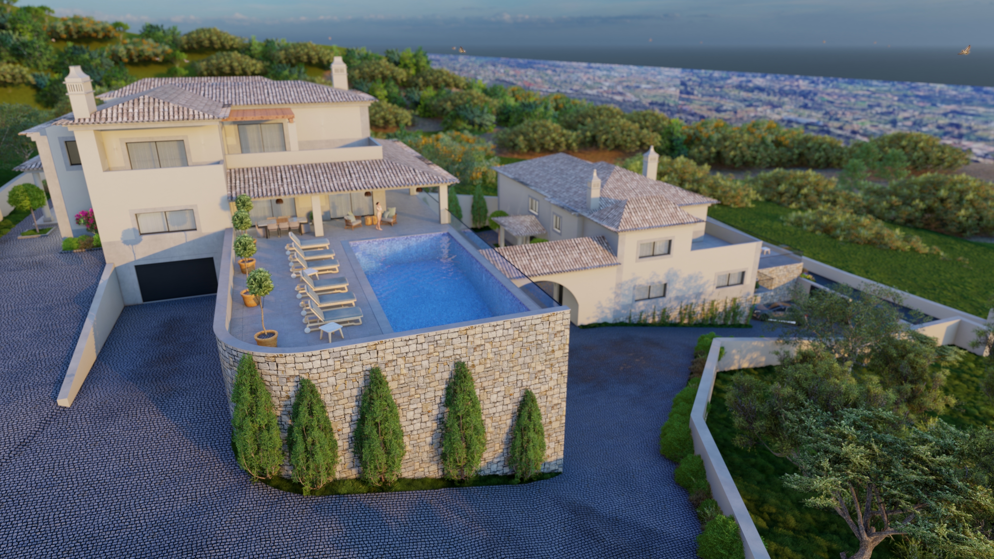 Terrain avec des vues fabuleuses et projet de construction approuvé pour 2 Villas, Santa Bárbara de Nexe | VM1075 