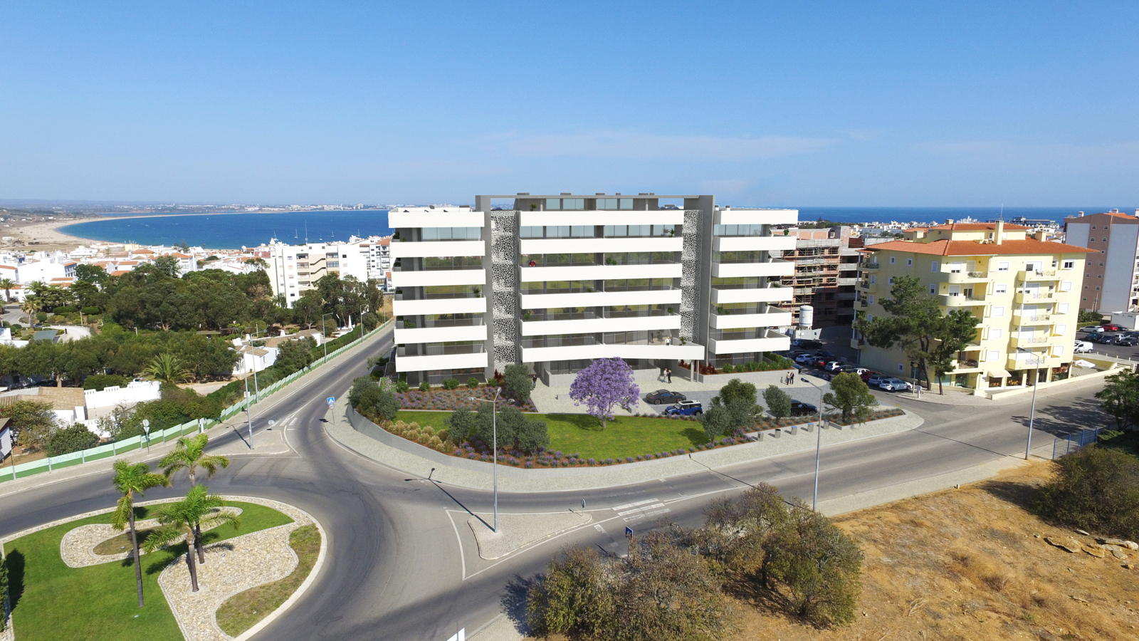 2 bedroom apartments with communal pool and sea views, Lagos, West Algarve | LG1199 Located in walking distance to the historic city of Lagos and close to Porto de Mós beach these apartments are built to exacting standards. Featuring solar panels, under floor heating, air conditioning, luxury fixtures and fittings and communal pool.