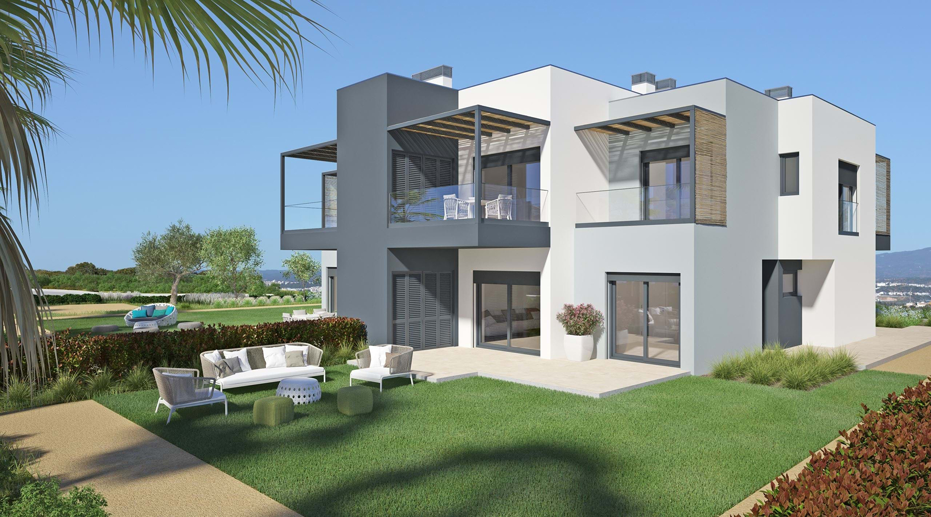 Under Construction 1+2 bedroom apartments with communal pool near the beach and Carvoeiro | PCG2044 Modern ground floor apartments with 1+2 bedrooms, one with en-suite bathroom and a family bathroom near the beautiful coastal town of Carvoeiro in the Algarve. Perfect as an investment or holiday property and suitable for holiday rental.