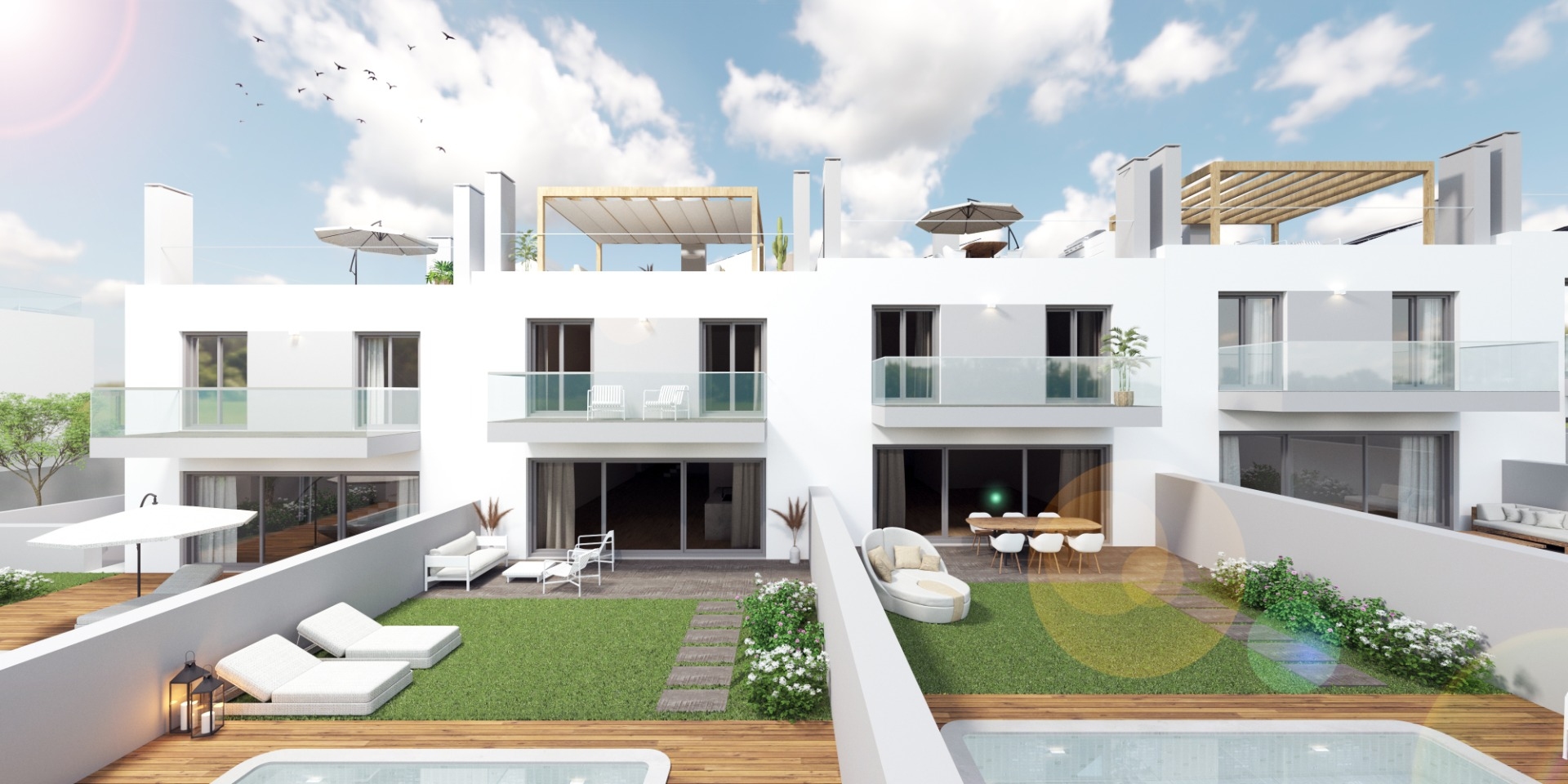 Off Plan Investment - 4 Bedroom Linked Villas with Ria Formosa Views, near Faro City | VM2072 Investment to buy off plan property with river views. Top construction quality with high energy efficiency. The properties are perfect for turnkey holiday villas or family homes.