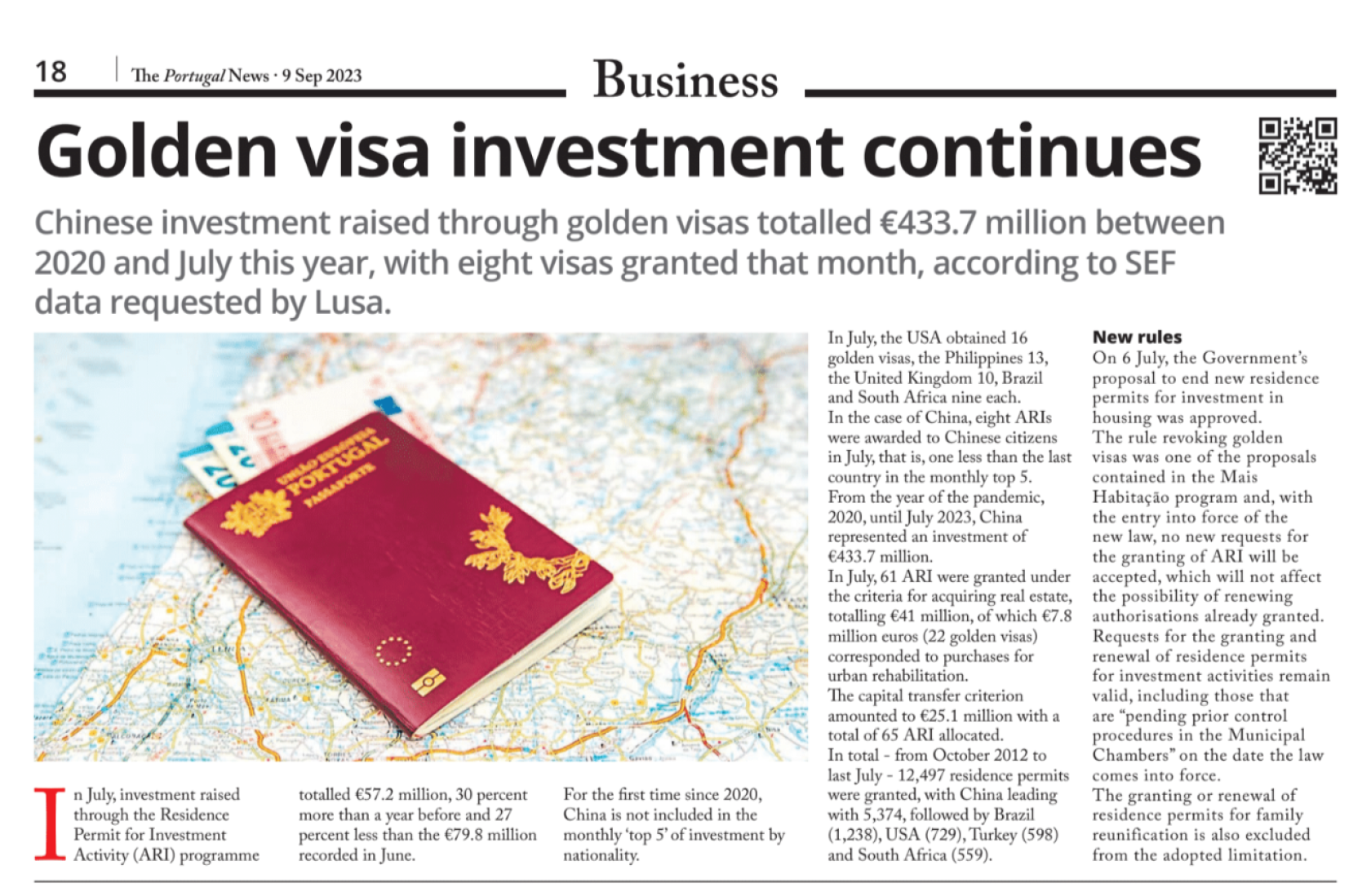 Weitere Investitionen in das Golden Visa